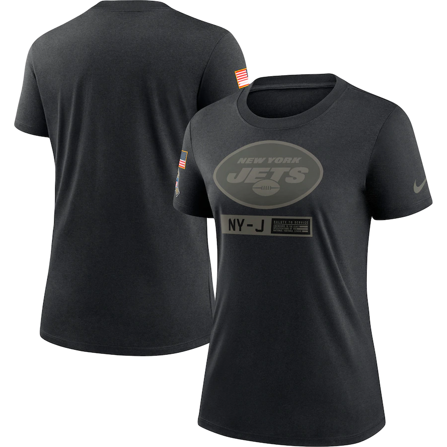 Women's New York Jets 2020 Black Salute To Service Performance T-Shirt (Run Small)